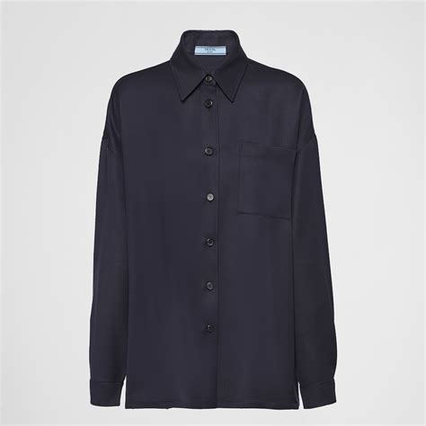 prada padded gabardine shirt|Navy Gabardine Shirt .